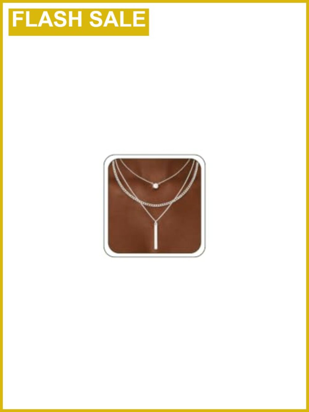 14K White Gold Plated Layered Necklace Set 3 Chains 18" Minimalist